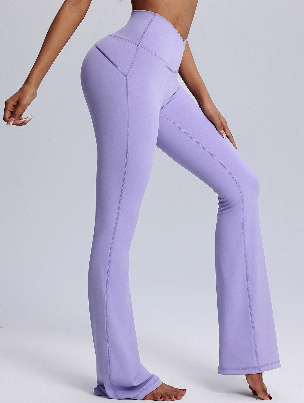 purple flattering flared leggings for women