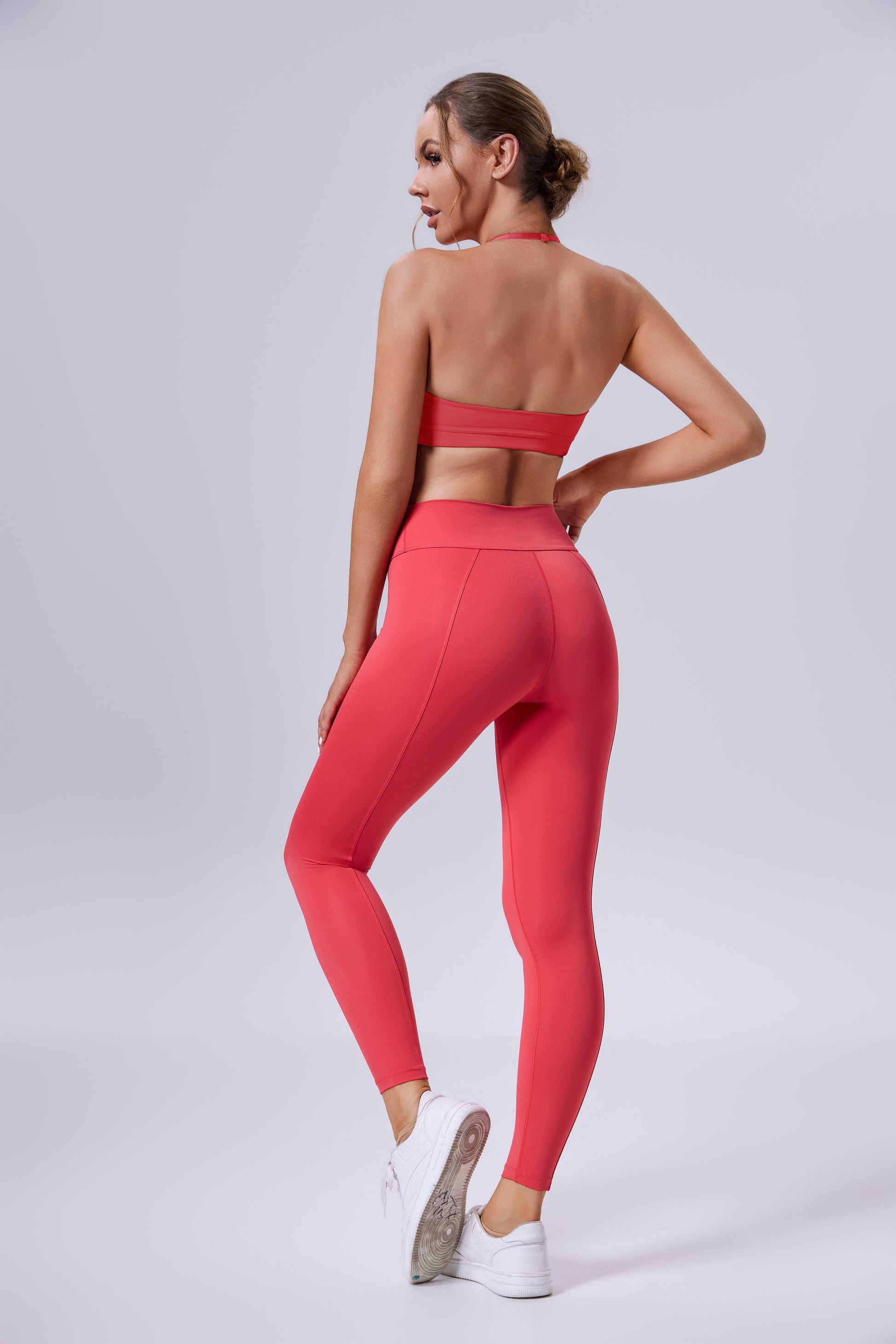 flattering red gym set for women