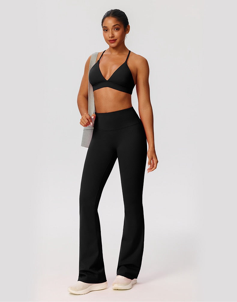 flattering v neckline sports bra