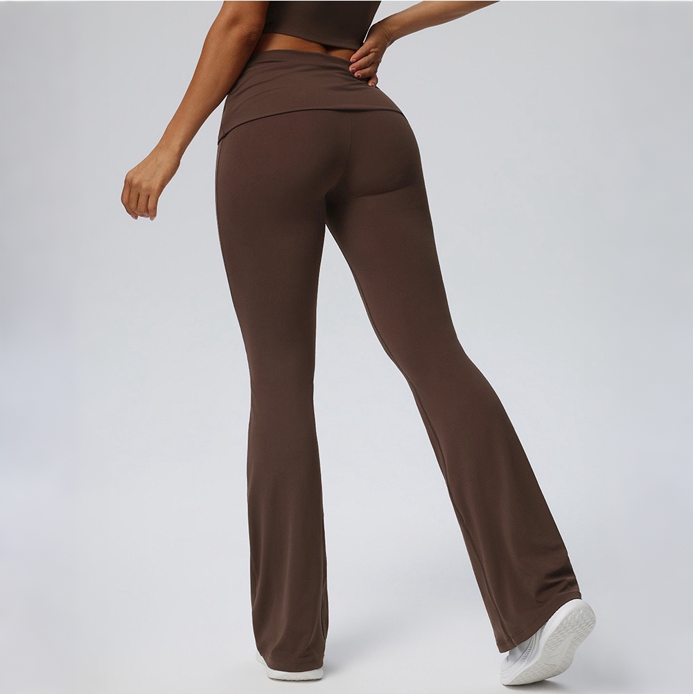 foldover flare leggings brown