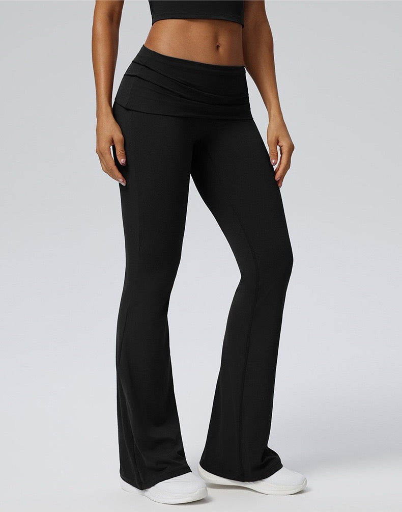 foldover waistband yoga leggings black