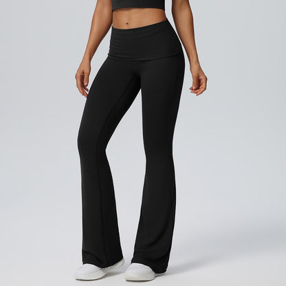 foldover waistband yoga pants black