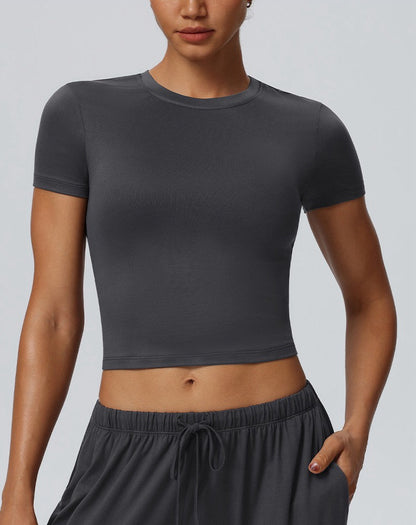 form hugging cropped workout top grey