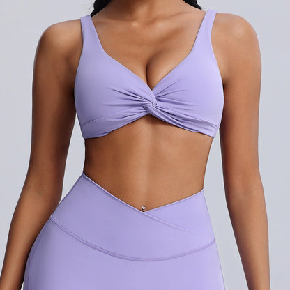 front twist sports bra