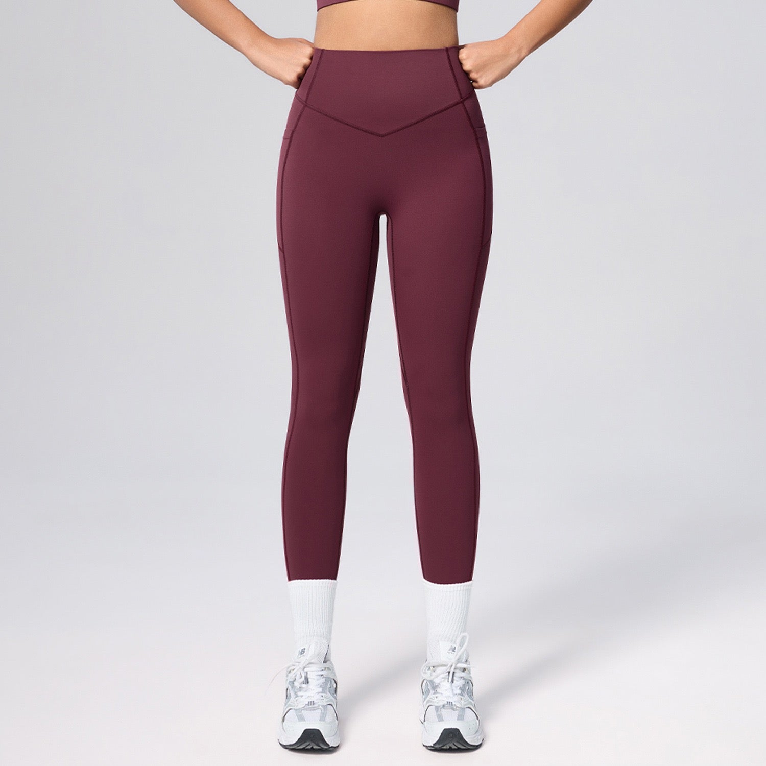 red yoga leggings with pockets