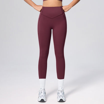 red yoga leggings with pockets