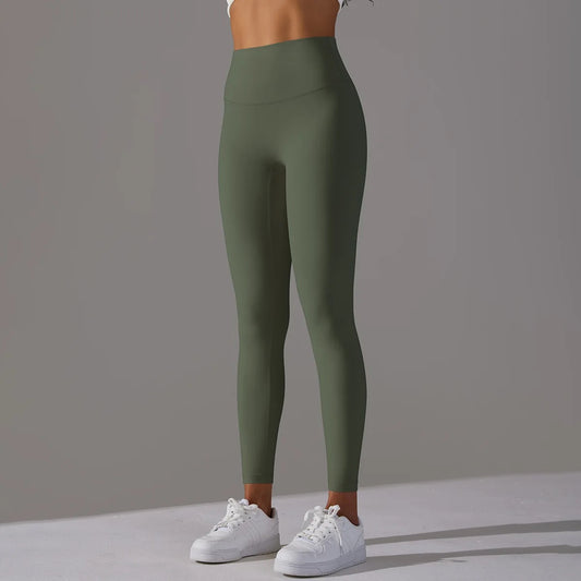 Minimalist Style High-rise Leggings - Army Green