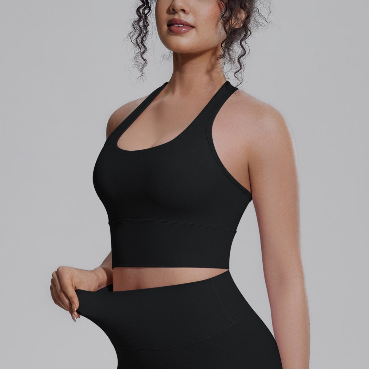 gym yoga black active top