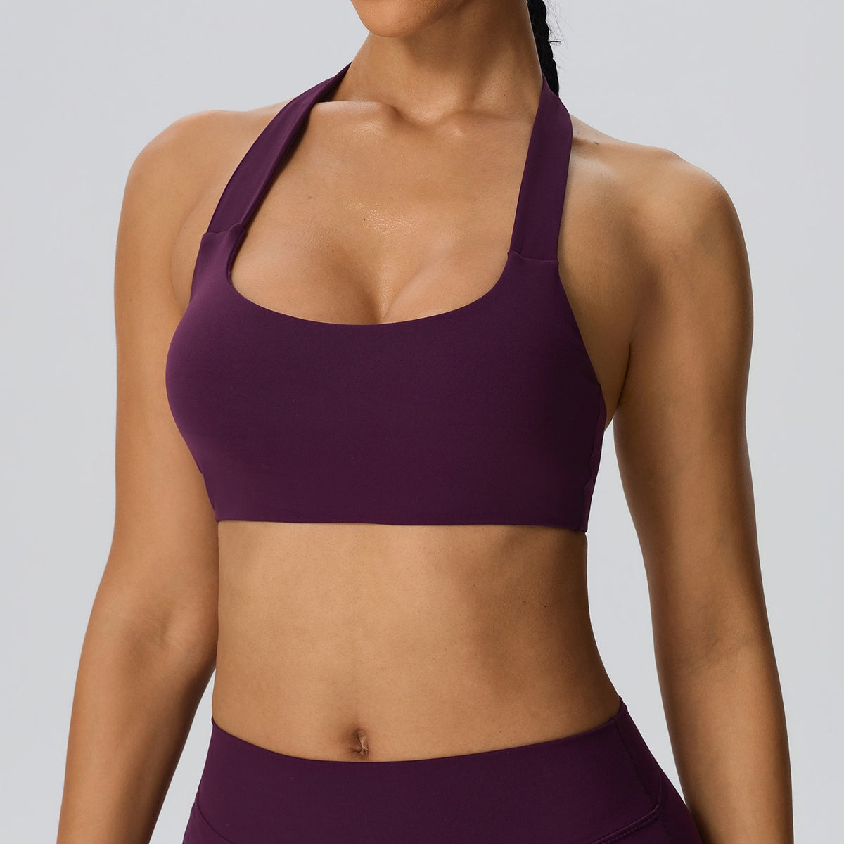 halter yoga top open back women