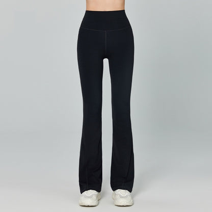 high-waist flared gym leggings black