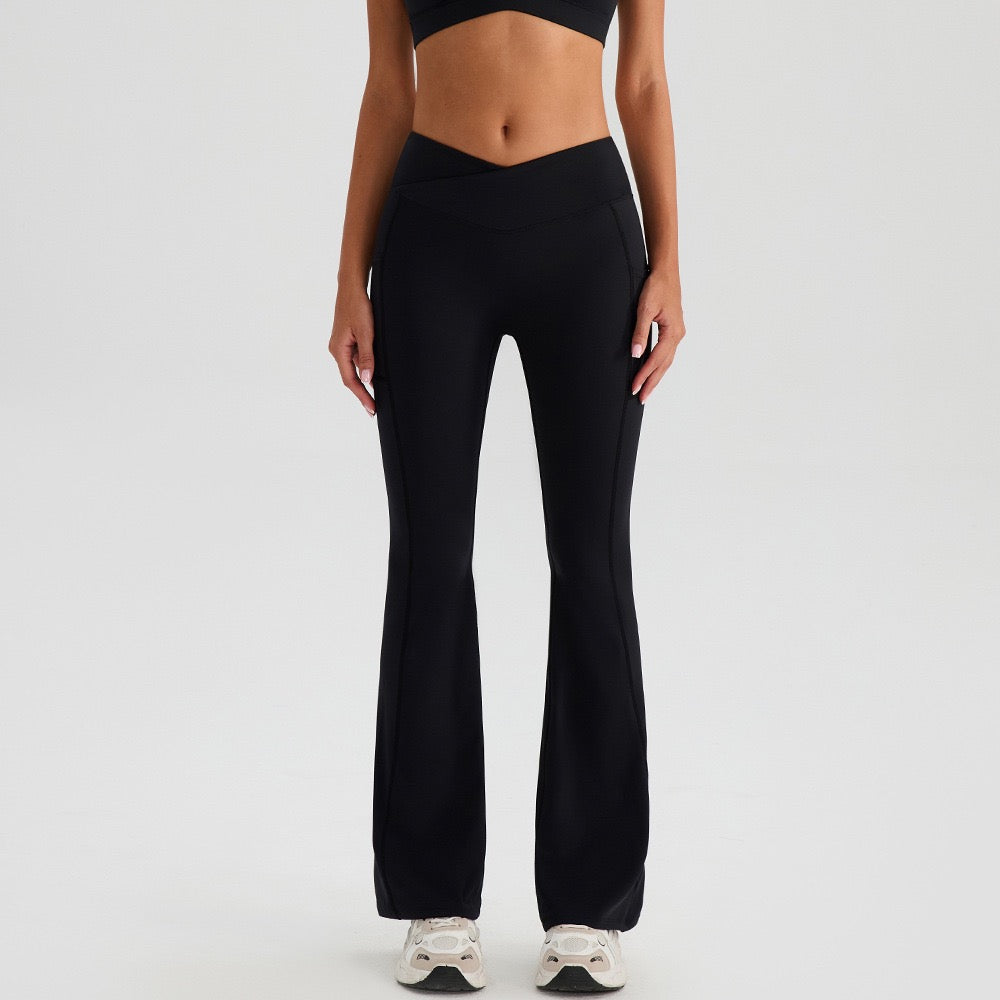 black high-waisted bootcut pants for women
