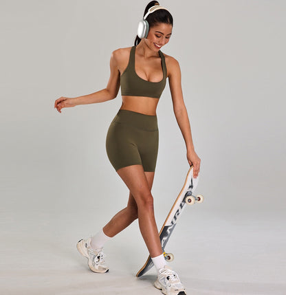 high impact gym bra green