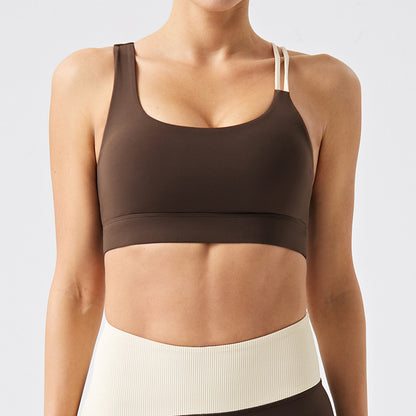 high impact sports bra brown