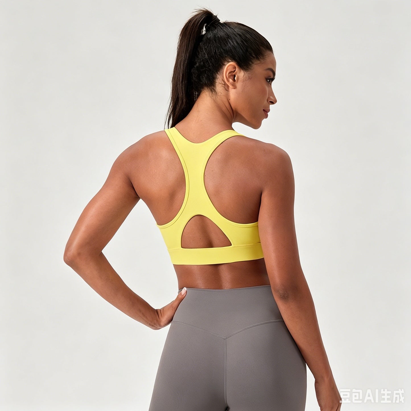 yellow high intensity sports bra