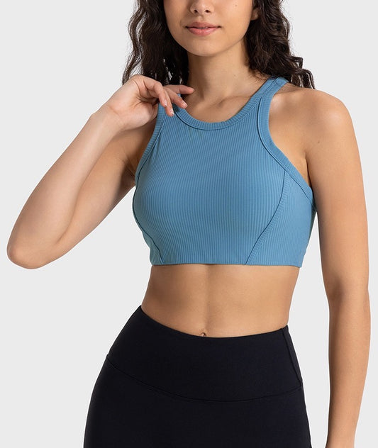 high neckline activewear top for workouts