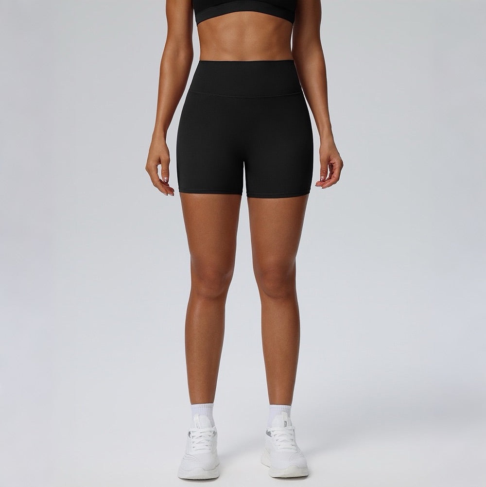 high rise 3 inch gym shorts black