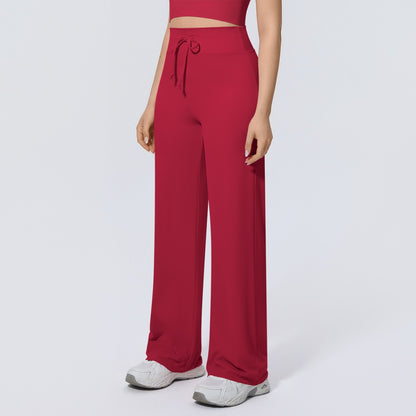 high rise active pants red