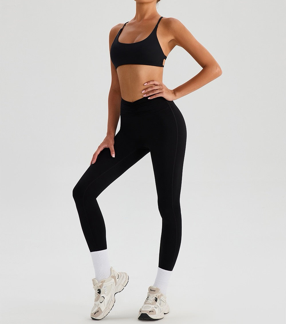high rise gym tights black