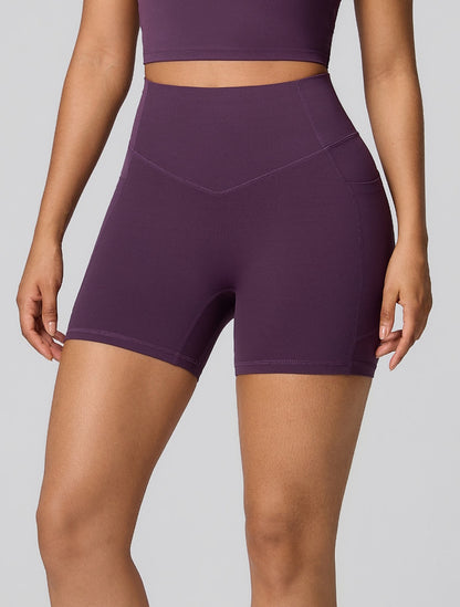 high rise yoga biker shorts purple
