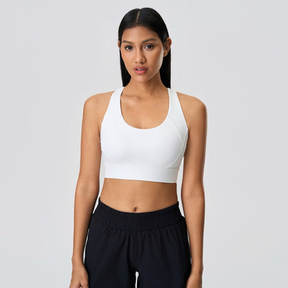 high strength workout bra white