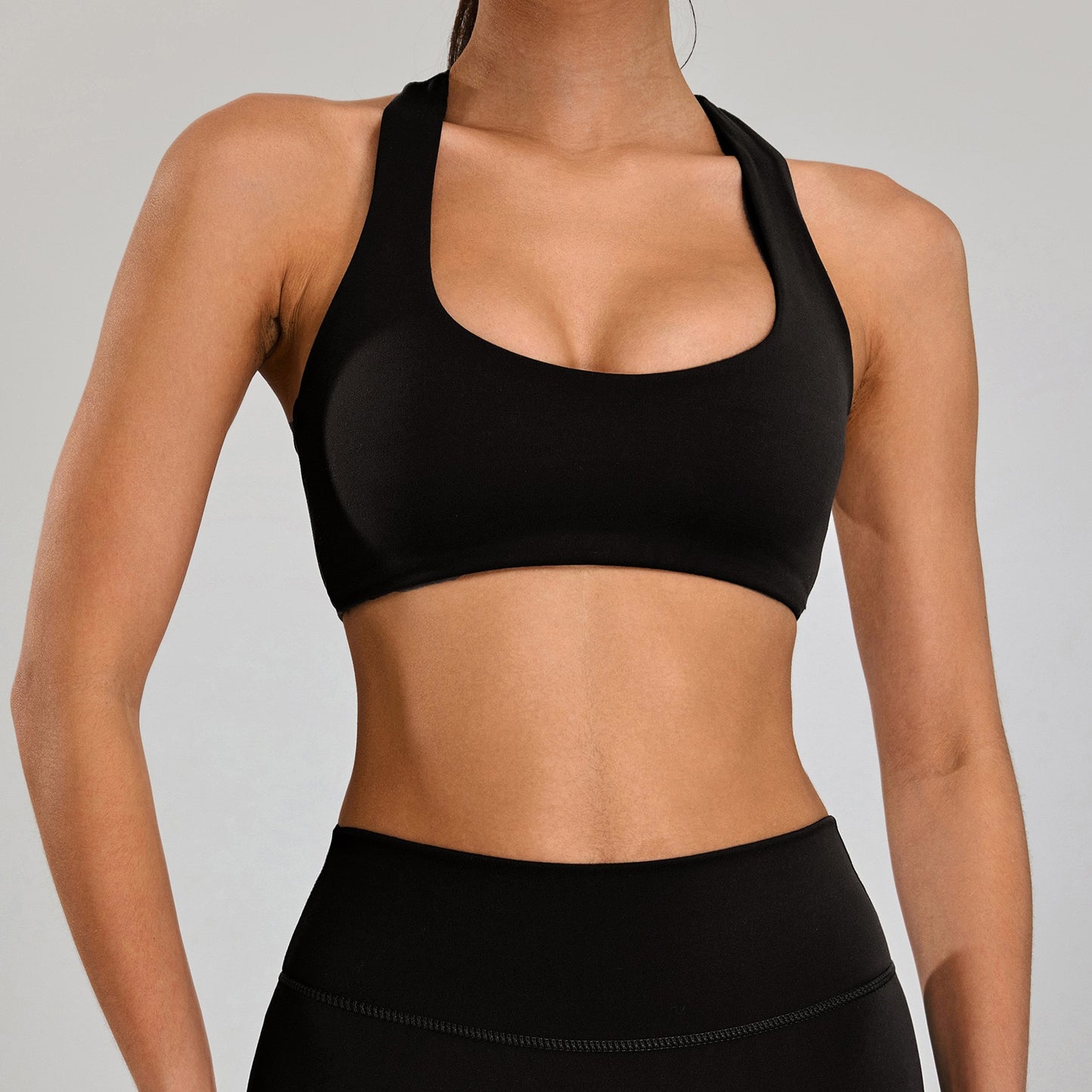 high support workout bra black