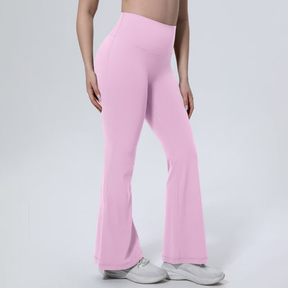 pink high waist flare yoga pants women