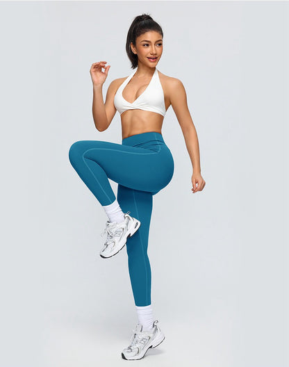 sea blue high waist gym leggings women