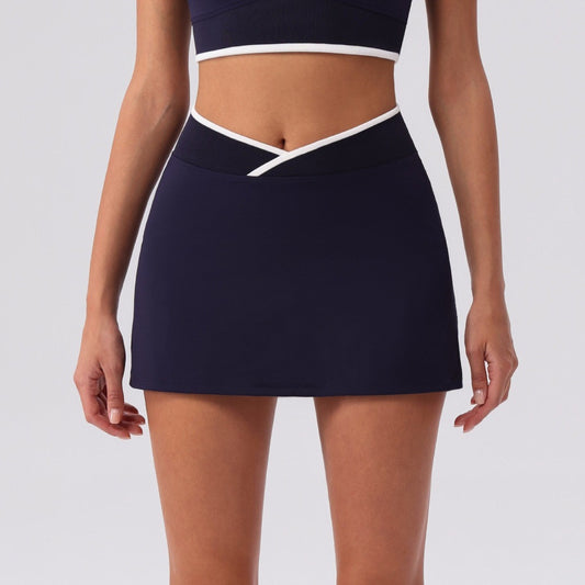 navy blue high waist tennis skirt with shorts