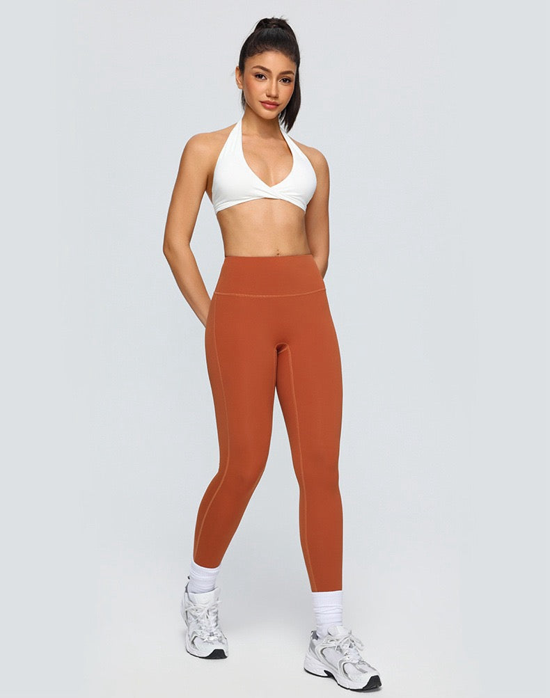 hazelnut brown high waisted fitness tights