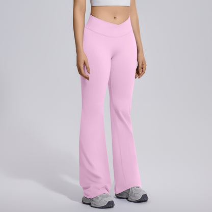 high waisted gym flare pants pink