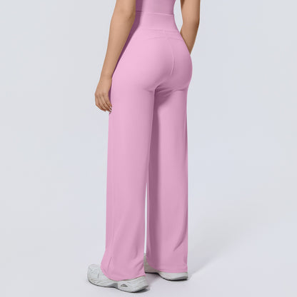 high waisted wide leg yoga pants with drawstring