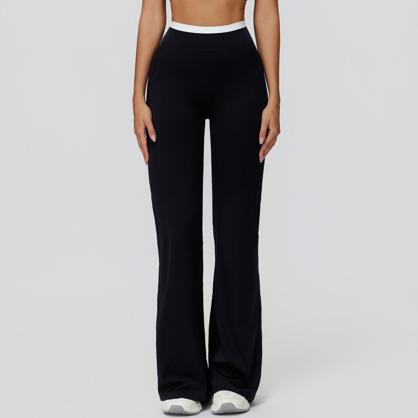 black high waisted wide leg yoga pants women