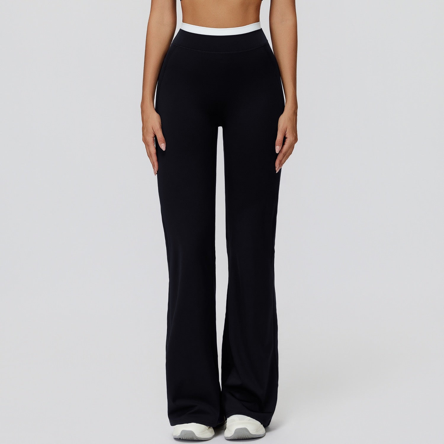 black high waisted wide leg yoga pants women