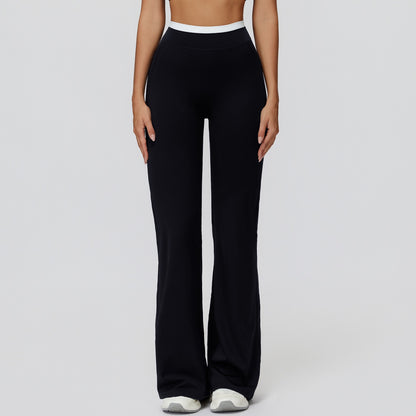 black high waisted wide leg yoga pants women