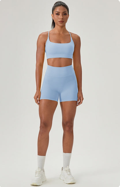 light blue training sports bra