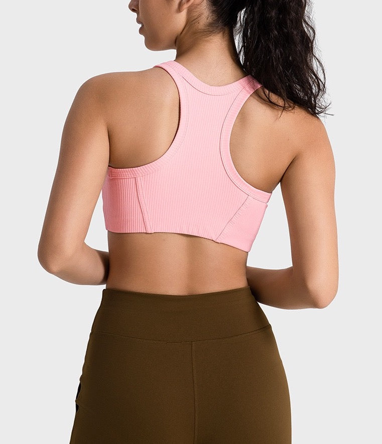 light pink sports bra