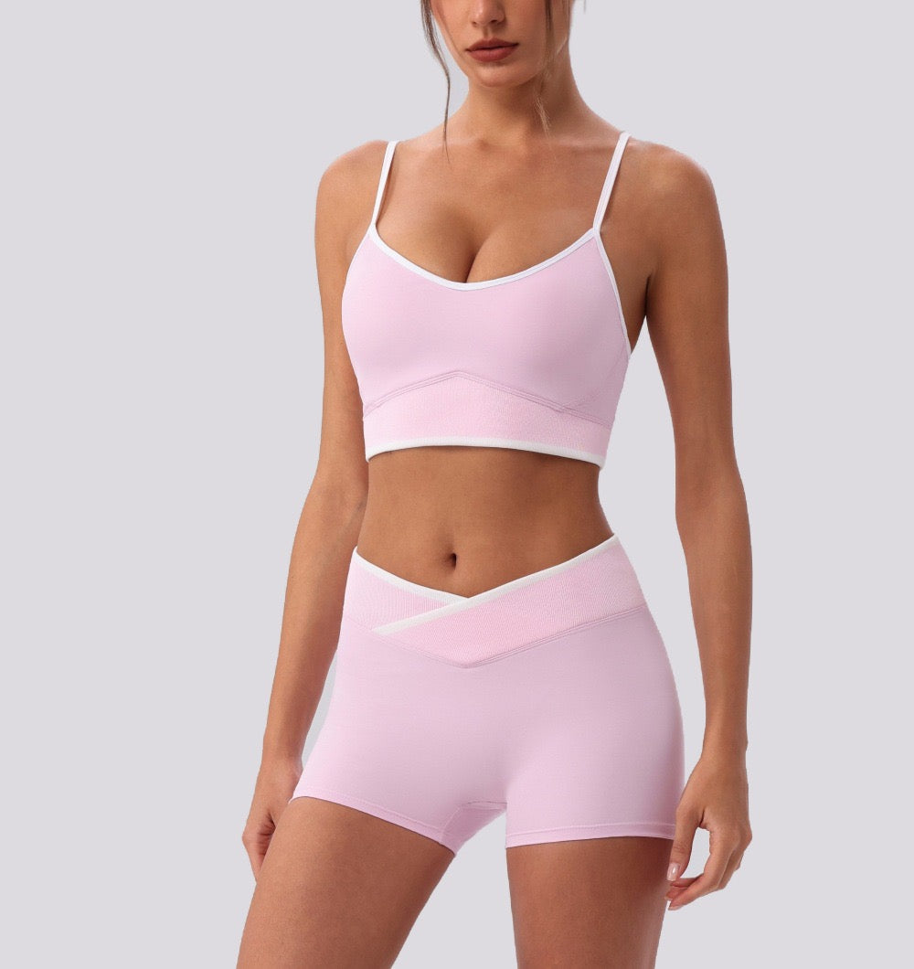 light support workout bra pink