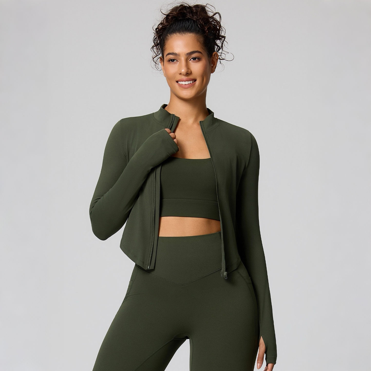 green lightweight running jacket women