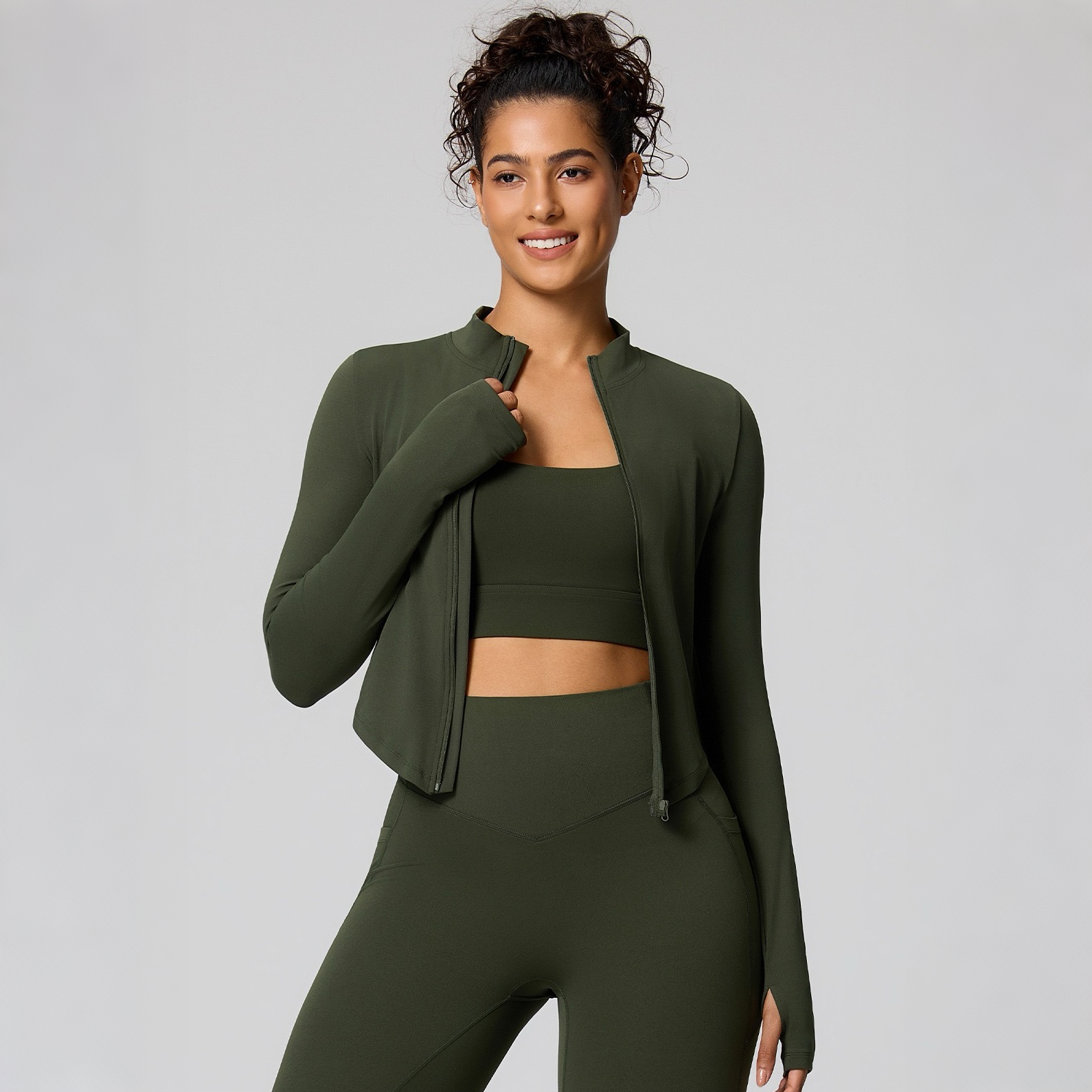 green lightweight running jacket women