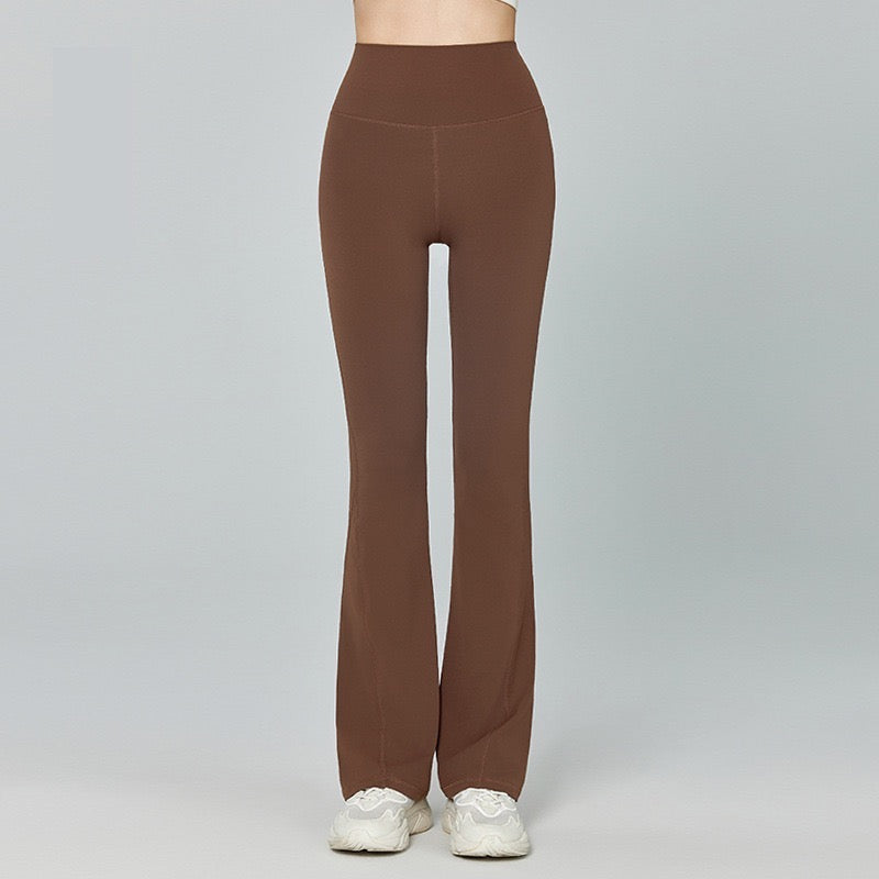 long flare fitness bottoms brown color