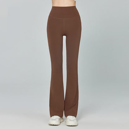 long flare fitness bottoms brown color
