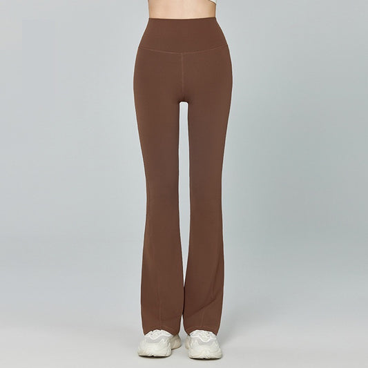 long flare fitness bottoms brown color