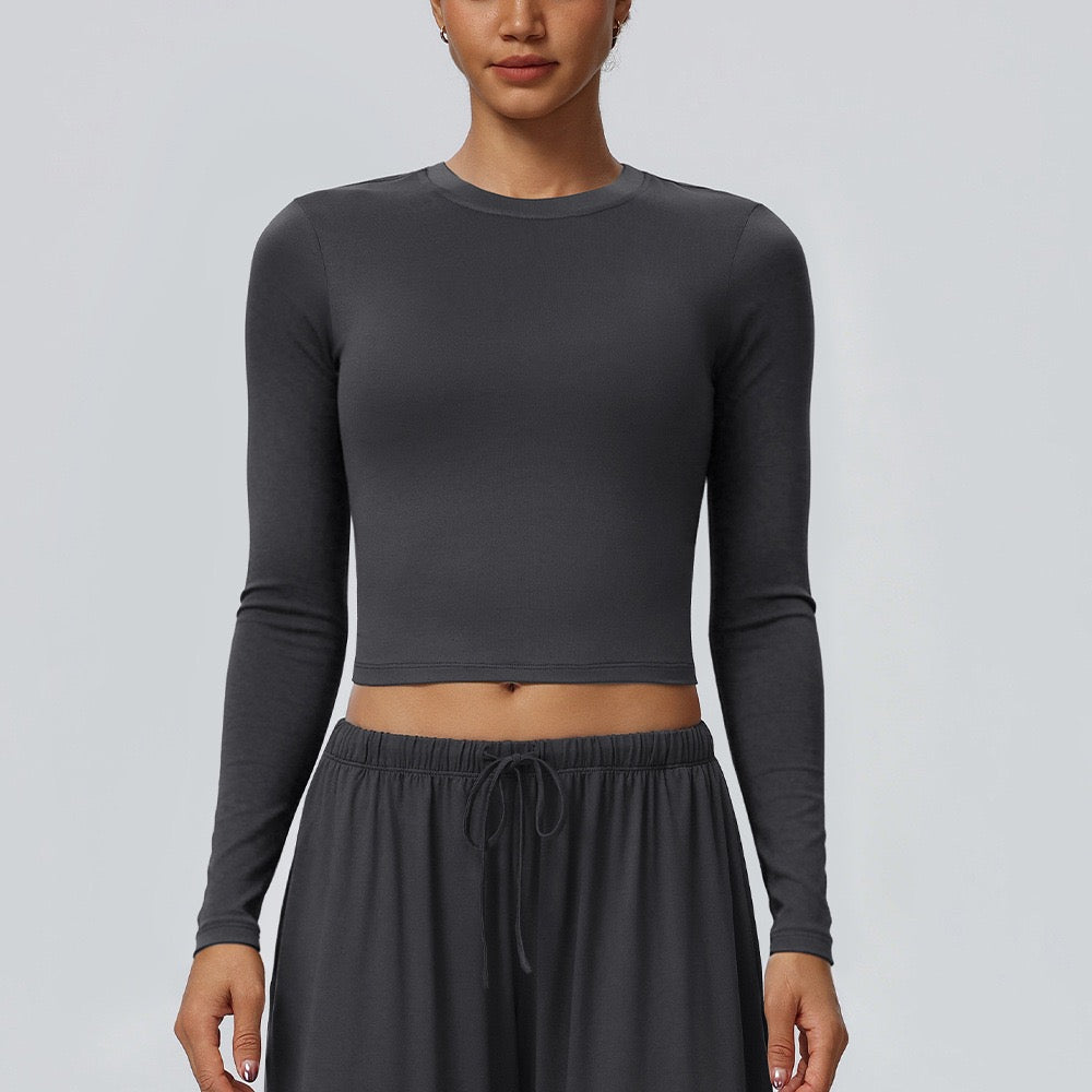 long sleeve athleisure crop top