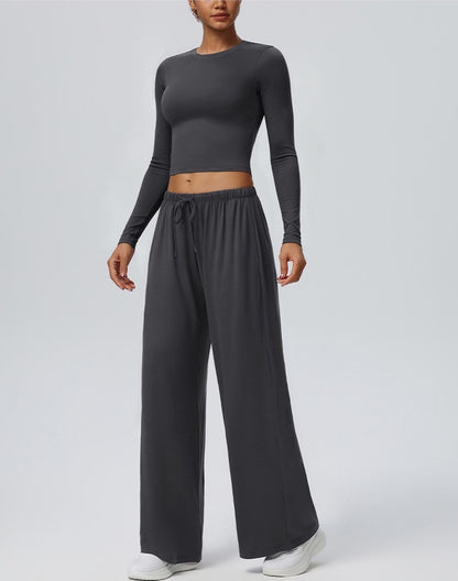 long sleeve running crop top