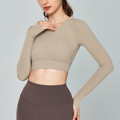 long sleeve yoga crop top