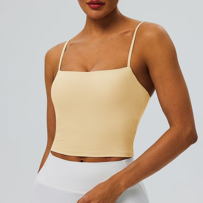 yellow longline sports bra with removable padding
