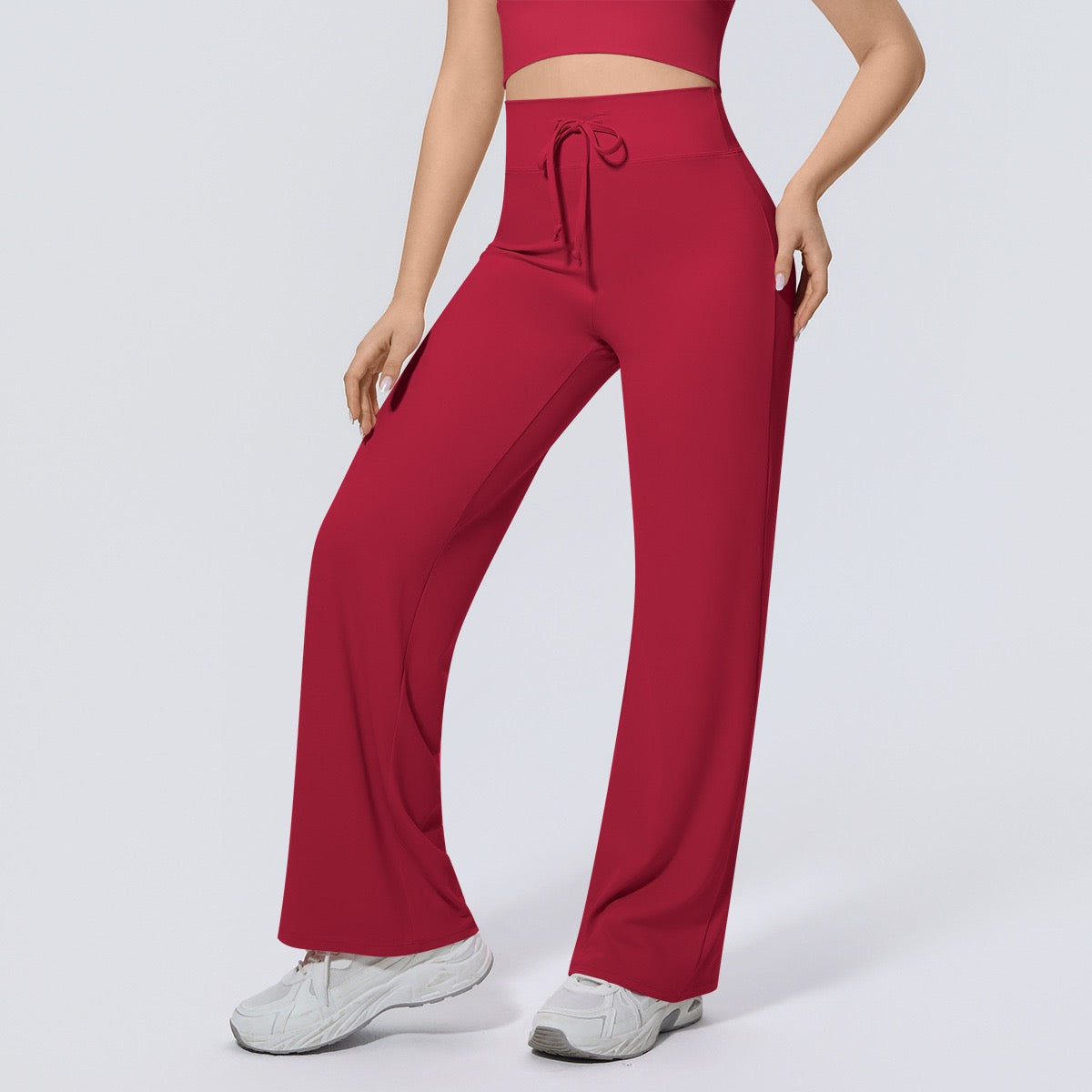 red loose fit trousers for women