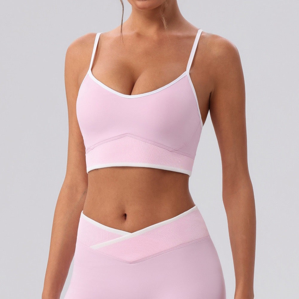 low impact sports bra pink color