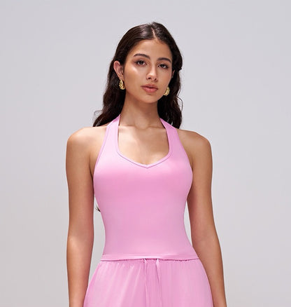 low impact workout tank pink