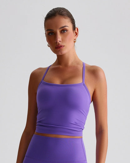 low to medium support sports top in purple color